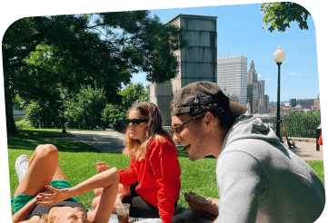 Family relaxing together outdoors